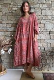 Kasbah Bubble Cotton Bandana Peasant Dress Indian Red